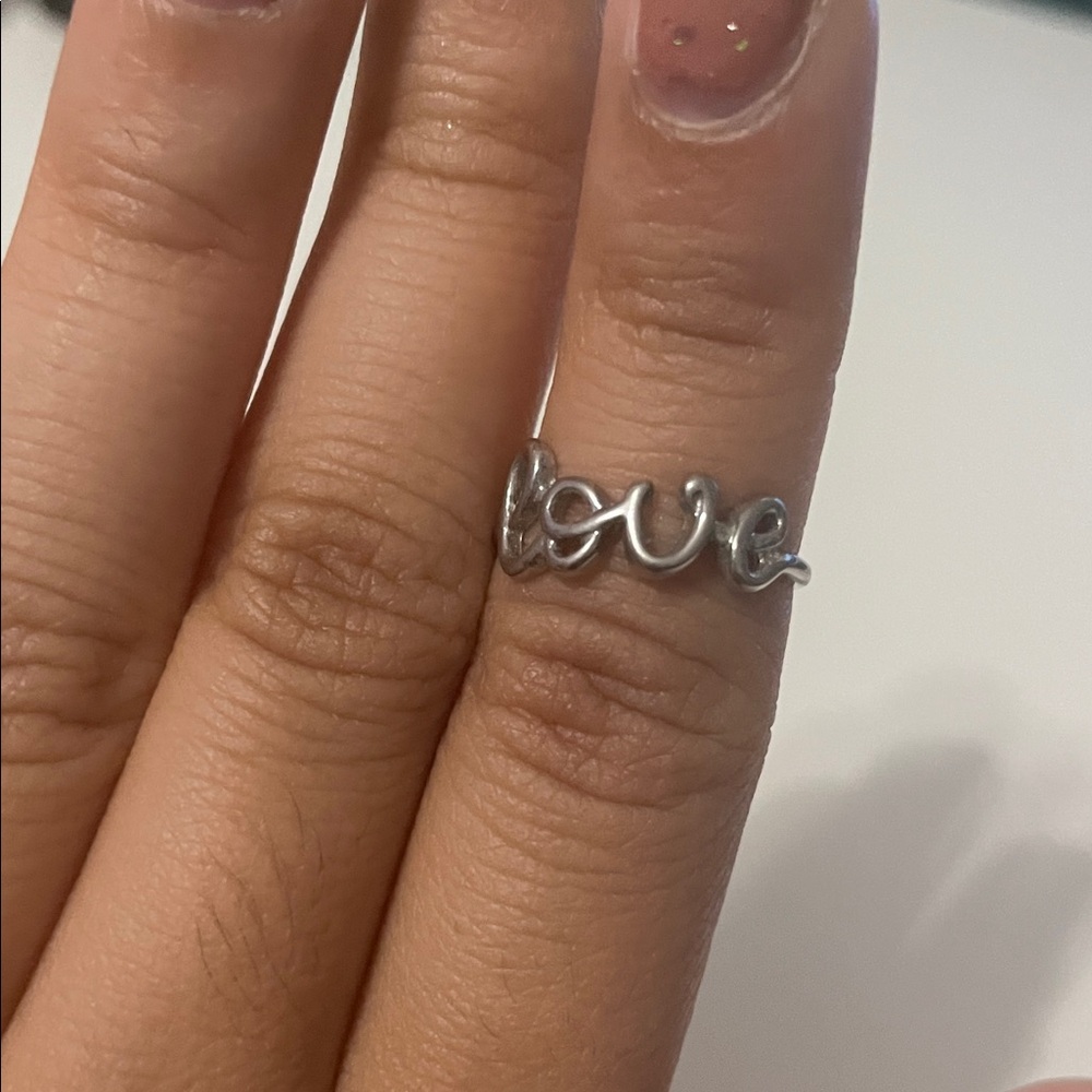 Silver Love Script Ring - Picture 2 of 2